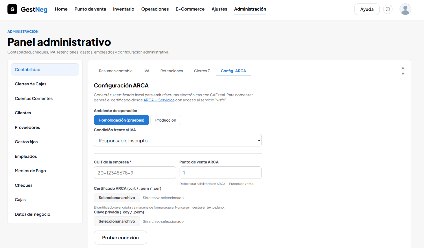 Captura de ARCA en GestNeg