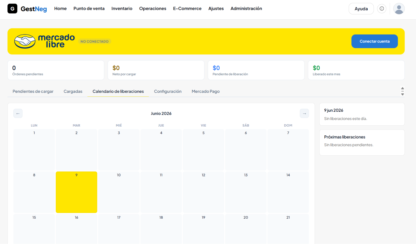 Captura de Mercado Libre en GestNeg